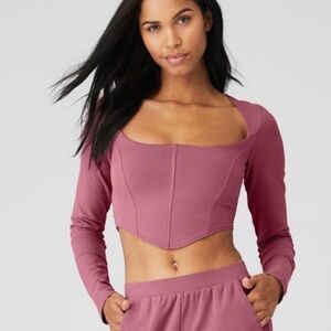 ALO Yoga Mauve Long Sleeve Bodysuit